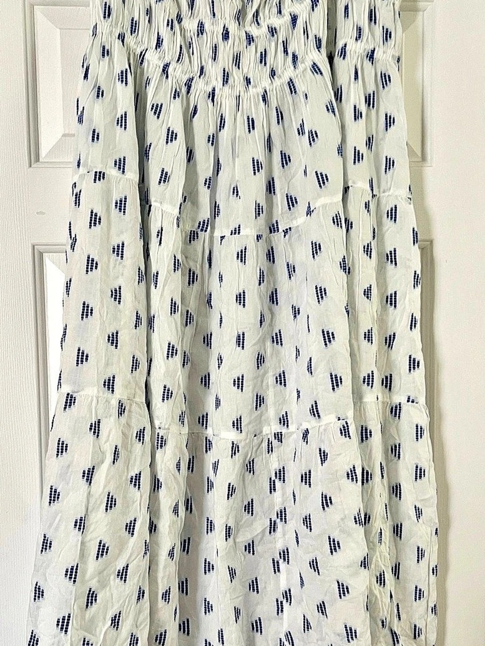 H&M Geometric Maxi Skirt in White & Blue Size XXL NWT